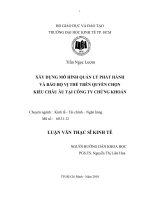 Xây dựng mô hình phát hành và bảo hộ vị thế trên quyền chọn kiểu Châu Âu