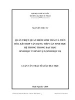 Quán triệt quan điểm sinh thái và tiến hóa kết hợp vận dụng tiếp cận sinh học hệ thống trong dạy học sinh học vi sinh vật (sinh học 10)