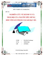 Nghiên cứu về hành vi và thái độ của người tiêu dùng đối với sản phẩm clear bạc hà