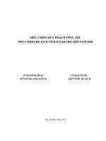 Điều chỉnh quy hoạch tổng thể phát triển du lịch tỉnh Hải Dương đến năm 2020