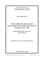 Công nghiệp hóa, hiện đại hóa nông nghiệp, nông thôn ở thái nguyên (giai đoạn 1997 - 2007)