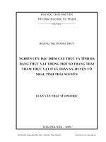 Nghiên cứu đặc điểm cấu trúc và tính đa dạng thực vật trong một số trạng thái thảm thực vật ở xã thần sa, huyện võ nhai, tỉnh thái nguyên