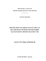 Phương pháp xác định lãi suất cho vay qua xếp hạng tín dụng doanh nghiệp tại NHTM