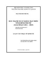 Đẩy mạnh xuất khẩu hạt điều tỉnh Bình Phước giai đoạn 2011 - 2015