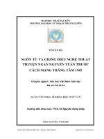 Ngôn từ và giọng điệu nghệ thuật truyện ngắn nguyễn tuân trước cách mạng tháng tám 1945