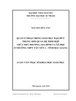 Quản lí hoạt động giáo dục đạo đức trong mối quan hệ phối hợp giữa nhà trường, gia đình và xã hội ở trường thpt tân yên 2 - tỉnh bắc giang