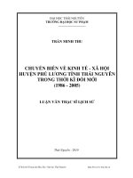 Chuyển biến kinh tế - xã hội huyện Phú Lương, tỉnh Thái Nguyên trong thời kì đổi mới (1986 - 2005)