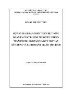 Hệ thống quản lý chất lượng theo tiêu chuẩn TCVN ISO 9001:2008 tại Công ty cổ phần xây dựng và kinh doanh Địa ốc Hòa Bình