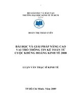Bài học và giải pháp nâng cao vai trò thông tin kế toán từ cuộc khủng hoảng kinh tế 2008
