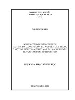 Nghiên cứu đặc điểm cấu trúc và tính đa dạng nguồn tài nguyên cây thuốc ở một số kiểu thảm thực vật tại xã Xuân Sơn, huyện Tân Sơn, tỉnh Phú Thọ