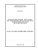 Hướng dẫn học sinh đọc - hiểu văn bản đọc thêm theo đặc trưng loại thể trong sách giáo khoa ngữ văn 10 trung học phổ thông