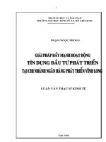 Giải pháp đẩy mạnh hoạt động tín dụng đầu tư phát triển tại Chi nhánh Ngân hàng phát triển Vĩnh Long