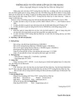 Thông báo tuyển sinh lớp quản trị mạng