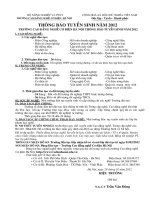 Thông báo tuyển sinh 2012