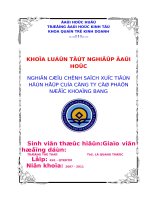 Nghiên cứu chính sách xúc tiến hỗn hợp của công ty cổ phần nước khoáng bang 