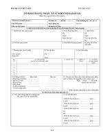 Tài liệu Mẫu Tờ khai hàng nhập, xuất kho ngoại quan doc