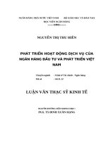 34 luan van bao cao PHÁT TRIỂN HOẠT ĐỘNG DỊCH vụ của  ngân hàng đầu tư phát triển Việt nam