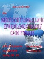 nghiên cứu các yếu tố tạo động lực làm việc đối với người lao động bộ phận sản xuất của công ty TNHH bia huế 