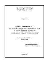 Một số giải pháp quản lý chất lượng hoạt động tổ chuyên môn ở trường trung học cơ sở huyện châu thành, tỉnh đồng tháp luận văn thạc sĩ khoa học giáo dục 