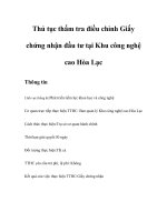 Tài liệu Thủ tục thẩm tra điều chỉnh Giấy chứng nhận đầu tư tại Khu công nghệ cao Hòa Lạc ppt