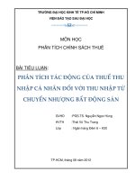 PHÂN TÍCH tác ĐỘNG của THUẾ THU NHẬP cá NHÂN đối với THU NHẬP từ CHUYỂN NHƯỢNG bất ĐỘNG sản 
