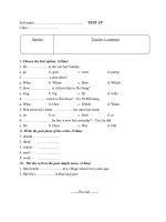 Tài liệu Đề KT 15'''' lớp 7 môn TA