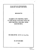Nghiên cứu phương thức và nội dung giáo dục bảo vệ môi trường cho học sinh khánh hòa 
