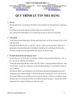 QUY TRÌNH LE TÂN NHÀ HÀNG