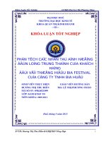 Phân tích các nhân tố ảnh hưởng đến lòng trung thành của khách hàng đối với thương hiệu bia festival của công ty TNHH bia huế 