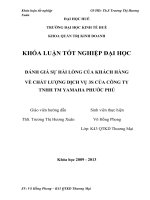 ĐÁNH GIÁ sự hài LÒNG của KHÁCH HÀNG về CHẤT LƯỢNG DỊCH vụ 3s của CÔNG TY TNHH TM YAMAHA PHƯỚC PHÚ 