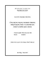 Ứng dụng mạng nơ ron trong nhận dạng mẫu và đánh giá chất lượng quả xoài 