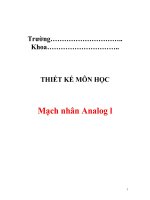 Tài liệu Đồ án của môn kỹ thuật mạch điện tử : Mạch nhân Analog pptx