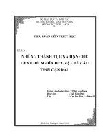 NHỮNG THÀNH tựu và hạn CHẾ của CHỦ NGHĨA DUY vật tây âu THỜI cận đại 