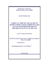 Nghiên cứu thiết kế, chế tạo một số bộ phận chinh và khảo nghiệm máy gieo lúa hạt thành khóm phù hợp với điều kiện sản xuất lúa ở việt nam 
