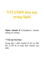 Tài liệu vitamin hòa tan trong lipid (vitamin D) ppt
