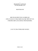 Một số giải pháp nâng cao hiệu quả công tác quản lý hoạt động dạy học môn ngữ văn ở trường trung học phổ thông lang chánh, tỉnh thanh hóa luận văn thạc sĩ khoa học giáo dục 