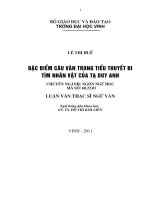 Đặc điểm câu văn trong tiểu thuyết đi tìm nhân vật của tạ duy anh luận văn thạc sỹ ngữ văn 