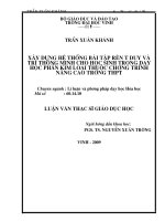 Xây dựng hệ thống bài tập rèn tư duy và trí thông minh cho học sinh trong dạy học phần kim loại thuộc chương trình nâng cao trường THPT 