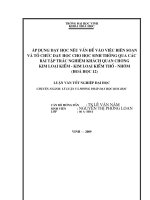 Áp dụng dạy học nêu vấn đề vào việc biên soạn và tổ chức dạy học cho học sinh thông qua các bài tập trắc nghiện khách quan chương kim loại kiềm   kim loại kiềm thổ   nhôm ( hoá học 12) 