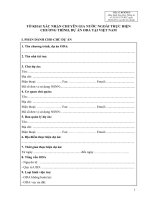 TỜ KHAI XÁC NHẬN CHUYÊN GIA NƯỚC NGOÀI THỰC HIỆN CHƯƠNG TRÌNH, DỰ ÁN ODA TẠI VIỆT NAM