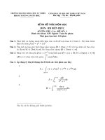 Tài liệu Đề thi kết thúc môn học: HM biến phức pptx