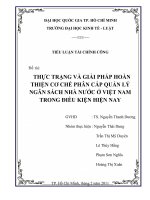 Thực trạng và giải pháp hoàn thiện cơ chế phân cấp quản lý ngân sách nhà nước ở việt nam trong điều kiện hiện nay 