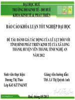 Slide ĐÁNH GIÁ tác ĐỘNG của lũ lụt đối với TÌNH HÌNH PHÁT TRIỂN KINH tế của xã LONG THÀNH, HUYỆN yên THÀNH, TỈNH NGHỆ AN năm 2012 