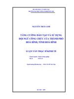 tăng cường đào tạo và sử dụng đội ngũ công chức của thành phố hòa bình tỉnh hòa bình 