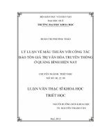 Lý luận về mâu thuẫn với công tác bảo tồn giá trị văn hoá truyền thống ở quảng bình hiện nay 