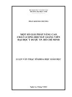 Một số giải pháp nâng cao chất lượng đội ngũ giảng viên đại học y dược tp hồ chí minh 