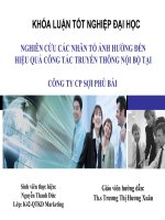 Slide NGHIÊN cứu các NHÂN tố ẢNH HƯỞNG đến HIỆU QUẢ CÔNG tác TRUYỀN THÔNG nội bộ tại CÔNG TY CP sợi PHÚ bài 