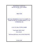 Điều tra tình hình sản xuất và nghiên cứu,đánh giá một số loại hình trồng ca cao ở tỉnh đăk lăk 
