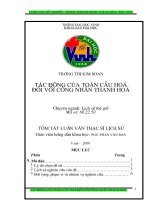 Tác động của toàn cầu hóa đối với công nhân thanh hóa 