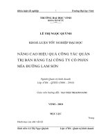 Nâng cao hiệu quả công tác quản trị bán hàng tại công ty cổ phần mía đường lam sơn 